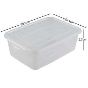 Drephia 4 Packs Plastic Storage Bins with Lids and Latch, Stackable Storage Organizer Containers Box, Clear, 14 L