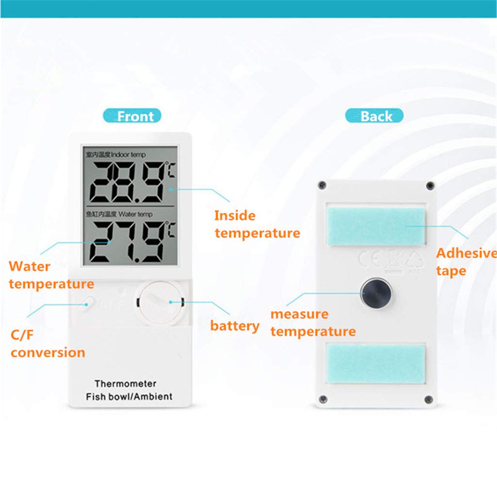 Generic Waterproof LCD Digital Thermometer Aquarium Electronic Precision Fish Tank Temperature Measuring Tool Temperature Sensor, white