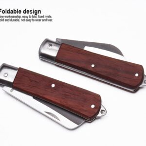 Edward Tools Electrician Straight Blade Knife with Wood Handle - Lockback Folding Pocket Knife - Stainless Steel - Cable Stripping, Cutting Insulation, Ties, Tape, Pulls Cuts, Splicing - Ergo Handle