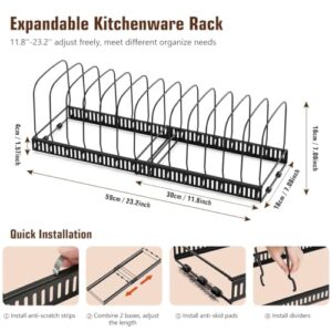 Housolution Cutting Board Organizer Rack, Expandable Baking Tray and Cookie Sheet Organizer with 14 Adjustable Dividers, Bakeware Muffin Tin Cupcake Pan Storage Organizer for Cabinet, Black