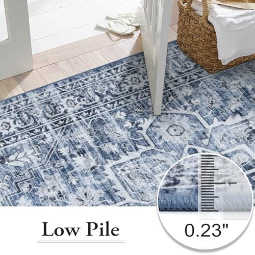 Lahome Oriental Washable Rugs 8x10, Blue 8x10 Area Rugs for Living Room Soft Ultra-Thin Washable Rug, Traditional Bedroom Rug Non Shedding Dining Room Rug for Under Table Office(8x10ft,Blue)