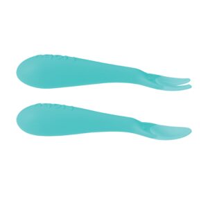 Nuby Silicone Easy Grip Fork & Spoon Set, 12+m in Aqua