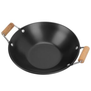 pretyzoom flat bottom wok 30cm carbon wok canton style frying pan with double handle multipurpose cooking pot