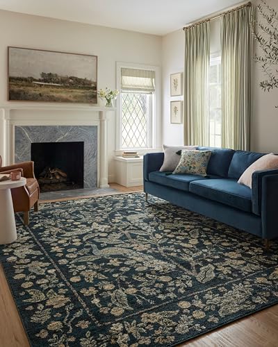 Loloi Rifle Paper Co. x Laurel Navy 9'-2" x 12'-2" Area Rug