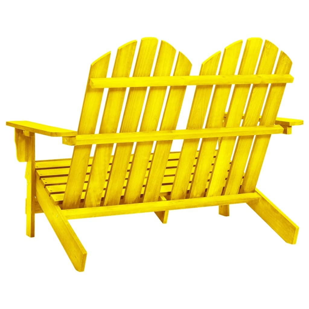 vidaXL Solid Fir Wood 2-Seater Adirondack Chair - Yellow Sturdy and Comfortable Patio Furniture for Garden and Outdoor Spaces