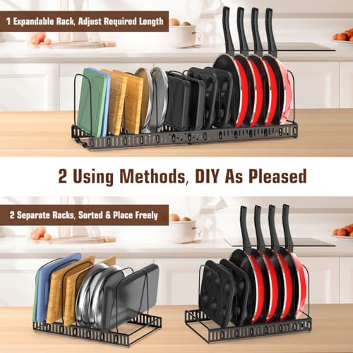 Housolution Cutting Board Organizer Rack, Expandable Baking Tray and Cookie Sheet Organizer with 14 Adjustable Dividers, Bakeware Muffin Tin Cupcake Pan Storage Organizer for Cabinet, Black