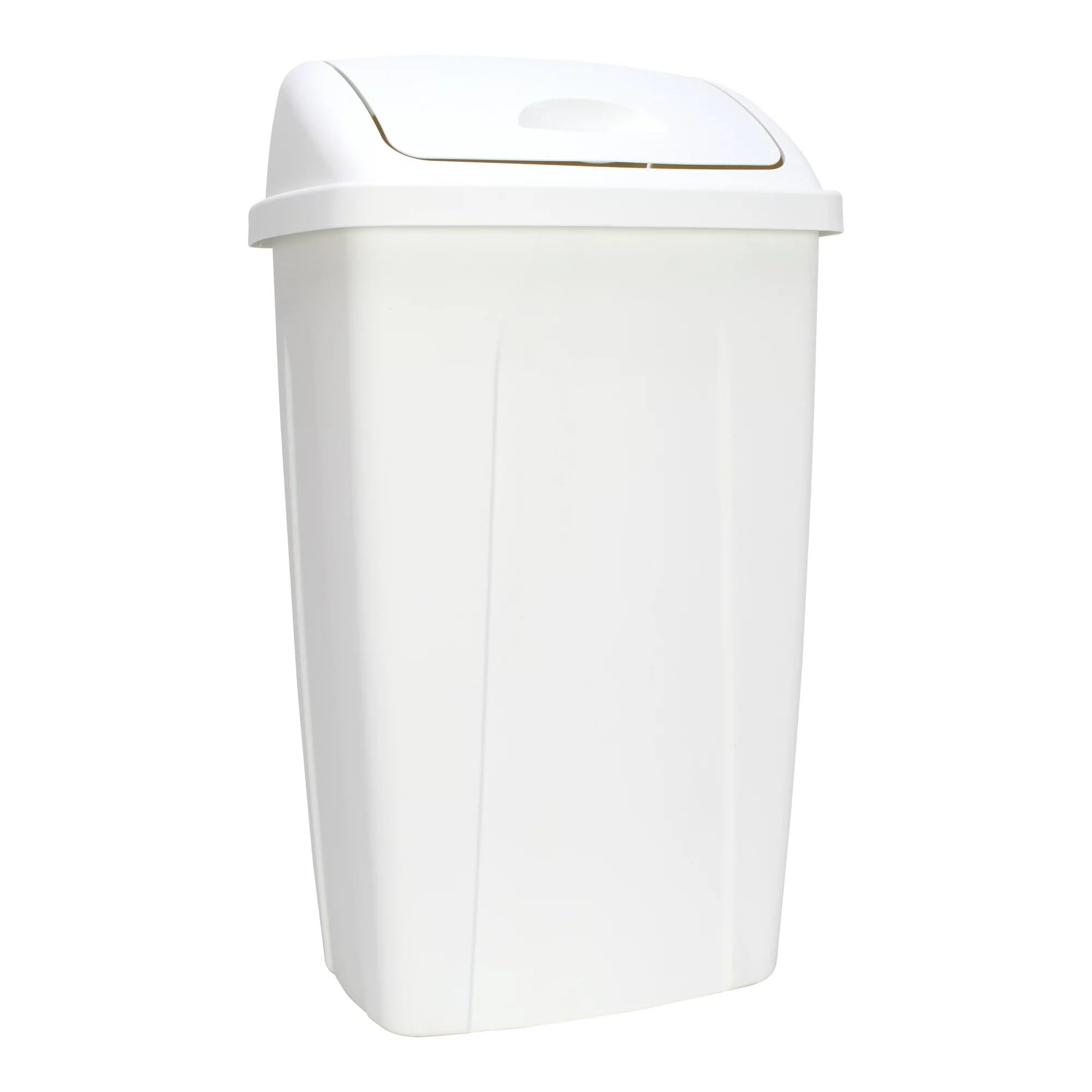 KnoRRS 13 Gallons Plastic Kitchen Swing Top Trash Can for Kitchen, Home, Bedroom, Bathroom,Office, White