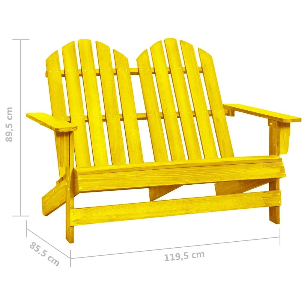 vidaXL Solid Fir Wood 2-Seater Adirondack Chair - Yellow Sturdy and Comfortable Patio Furniture for Garden and Outdoor Spaces