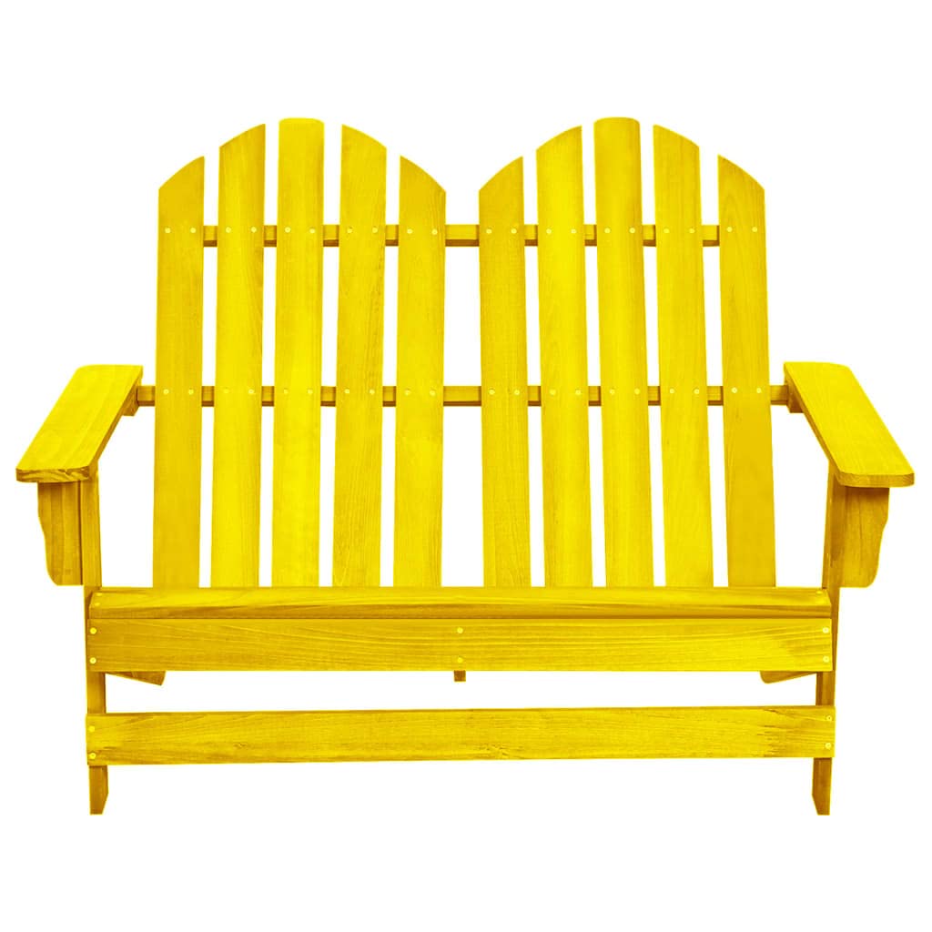 vidaXL Solid Fir Wood 2-Seater Adirondack Chair - Yellow Sturdy and Comfortable Patio Furniture for Garden and Outdoor Spaces