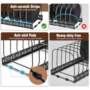 Housolution Cutting Board Organizer Rack, Expandable Baking Tray and Cookie Sheet Organizer with 14 Adjustable Dividers, Bakeware Muffin Tin Cupcake Pan Storage Organizer for Cabinet, Black