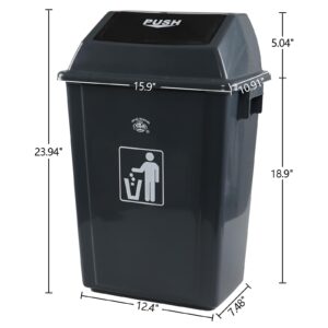 Anbers 4 Packs 13 Gallon Kitchen Trash Can with Swing Lid, Large Plastic Kitchen Garbage Cans, Grey