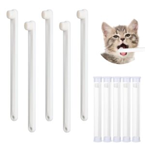 newday small dog & cat toothbrush 5 set, micro nano bristles to clean pet teeth toothbrushes, puppy dogs pet tooth cleaning kit with storage box（white