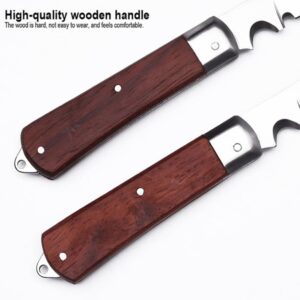 Edward Tools Electrician Straight Blade Knife with Wood Handle - Lockback Folding Pocket Knife - Stainless Steel - Cable Stripping, Cutting Insulation, Ties, Tape, Pulls Cuts, Splicing - Ergo Handle