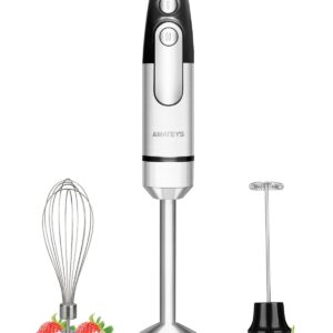 Amateys Immersion Blender Handheld,700W Hand Mixer Infinitely Variable Speeds,Multi-function Stainless Steel Stick Electric Kitchen Smoothie Blender with Detachable Whisk, Milk Frother,for Soup Puree