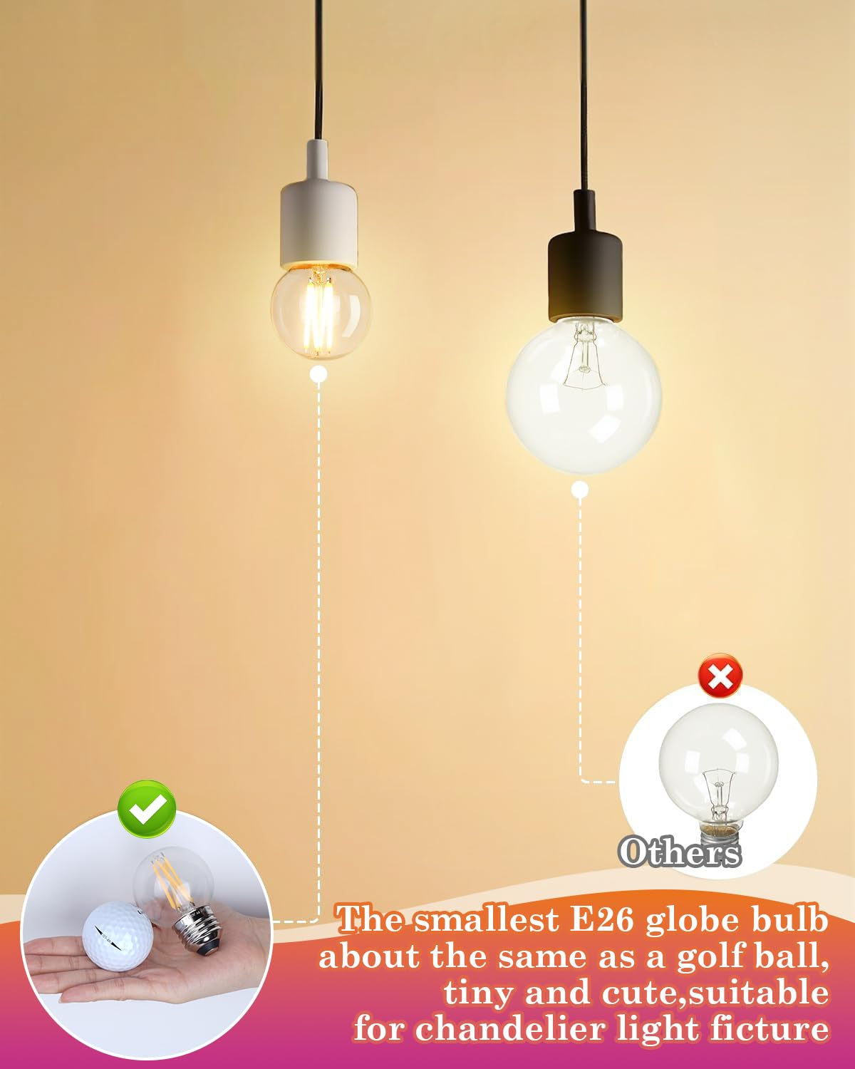 demovibe LED Globe Light Bulbs, G16.5 LED Bulb 60W, Dimmable Edison Bulbs Soft White 2700K, E26 Base Bulb 600 Lumen, Light Bulbs for Pendant, 6 Pack