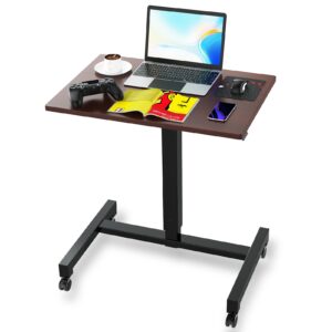 kingsmith mobile standing desk 29.1 x 19 inch small adjustable desk portable desk laptop desk support up to 110ibs for home office (walnut)