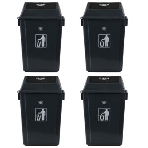 anbers 4 packs 13 gallon kitchen trash can with swing lid, large plastic kitchen garbage cans, grey