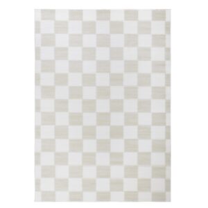 HOMBYS 8x10 ft Checkered Modern Area Rug for Living Room Bedroom, Large Neutral Plaid Floor Carpet for Indoor Dining Room Office, Farmhouse Home Deco, Khaki, Machine Washable