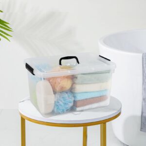 Doryh Pack of 4 Latch Storage Box, 17.5 L Clear Container Box with Handle