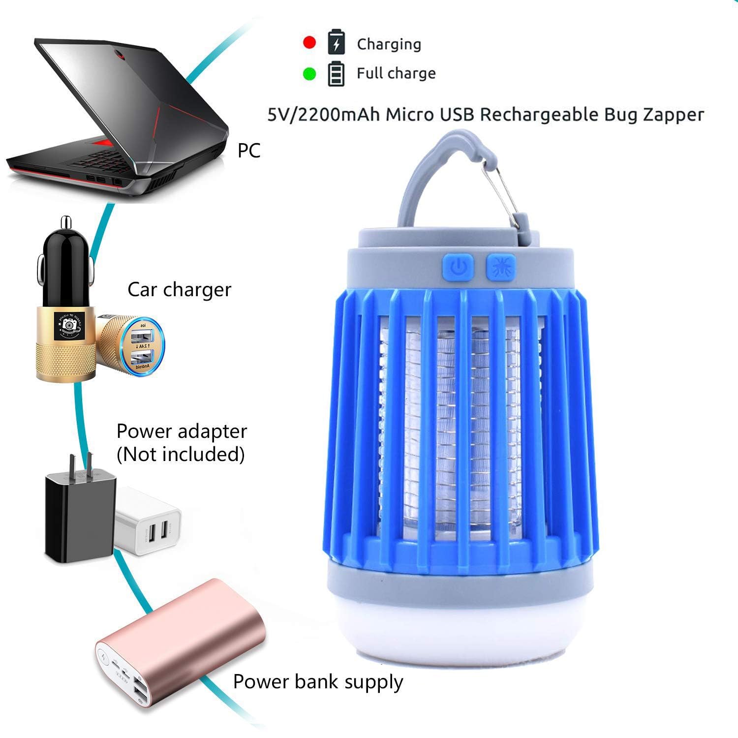 Essen Guard Outdoor Indoor Bug Zapper - Camping Bug Zapper LED Flashlight Tent Light - SOS Emergency Light -Fly Zapper Mosquito Trap - Electric Mosquito Zapper for Outdoor Use.