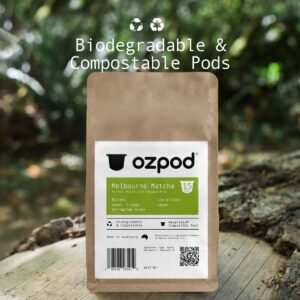 Ozpod Matcha Green Tea Pods for Nespresso Original, Compatible Nespresso Tea Pods, 100% Compostable and Biodegradable from Australia, 15 Single Serve Cups Creamy Matcha Tea