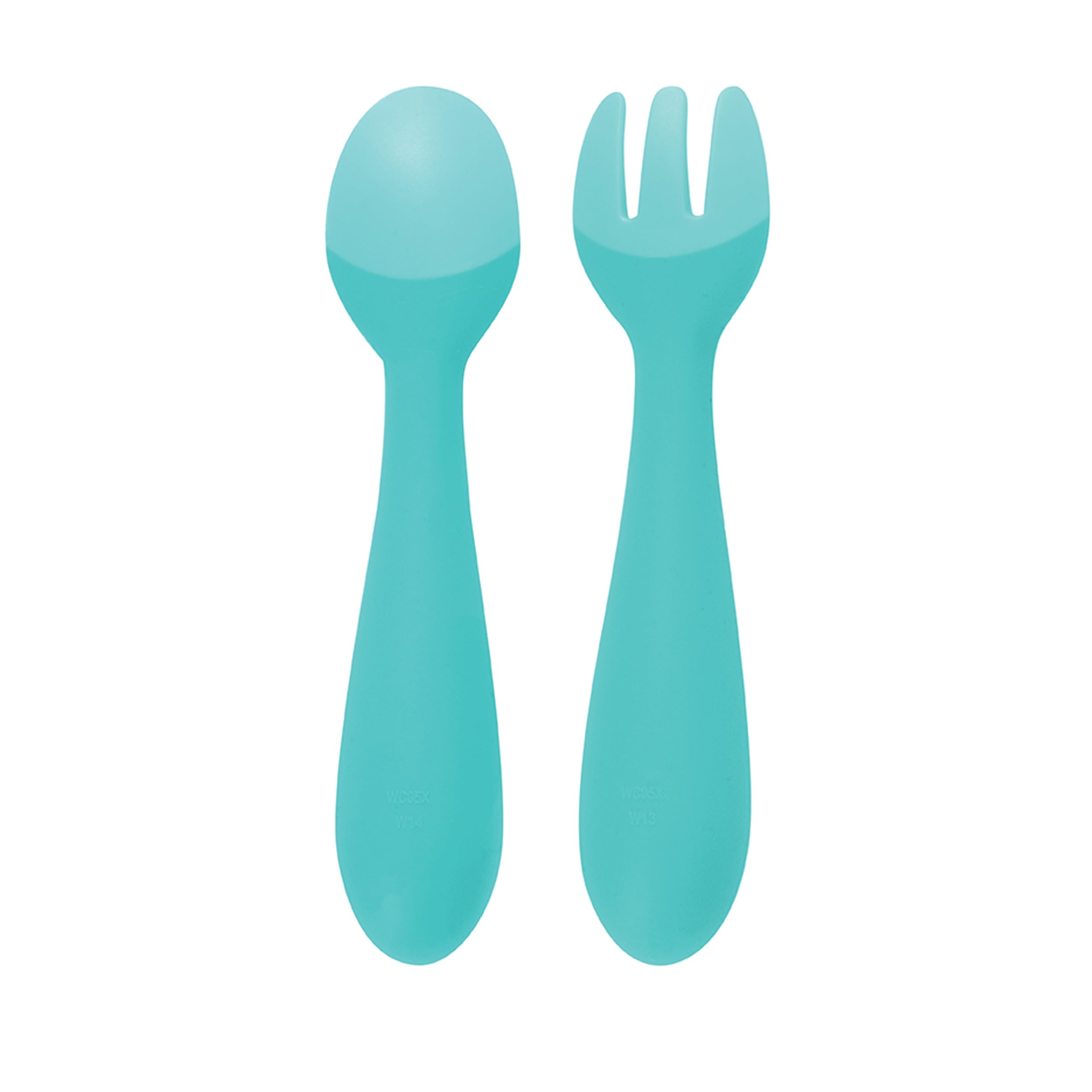 Nuby Silicone Easy Grip Fork & Spoon Set, 12+m in Aqua