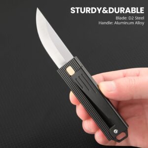 FUNBRO Pocket Knife with D2 Steel Blade, Cool Folding EDC Knives for Men, Box Cutter Knife with Unique Design for Every Day Carry