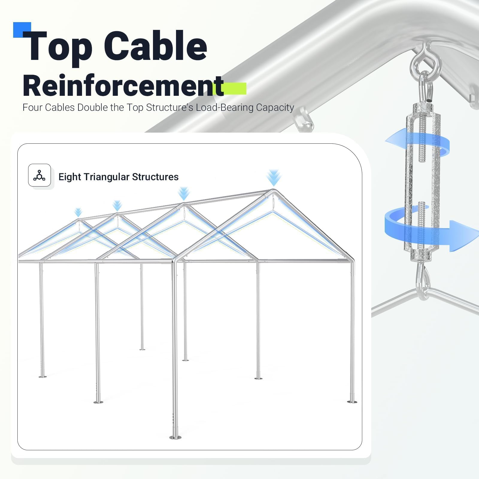 Quictent 12x20 ft Carport with Roll-up Ventilated Windows, Anti-Snow Car Port Heavy Duty Car Canopy RV Carport Canopy Portable Garage Shelter Boat Shelter with 4 Reinforced Steel Cables-Grey