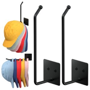 2 pack hat racks for baseball caps wall, extended 8.07" hat organizer for baseball caps, hat storage for baseball caps, hat hooks hat hanger strong adhesive/wall drilled for door, closet(black)