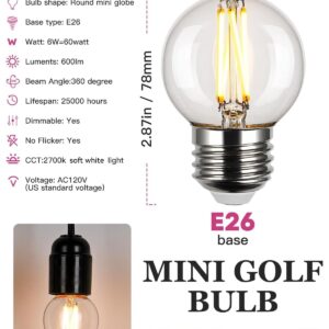 demovibe LED Globe Light Bulbs, G16.5 LED Bulb 60W, Dimmable Edison Bulbs Soft White 2700K, E26 Base Bulb 600 Lumen, Light Bulbs for Pendant, 6 Pack