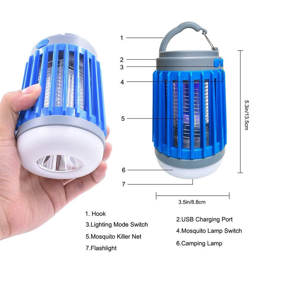 Essen Guard Outdoor Indoor Bug Zapper - Camping Bug Zapper LED Flashlight Tent Light - SOS Emergency Light -Fly Zapper Mosquito Trap - Electric Mosquito Zapper for Outdoor Use.