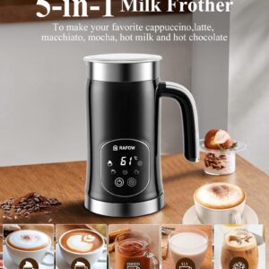 5-in-1 Milk Frother and Steamer - Upgraded Automatic Milk Steamer 11.8oz Hot & Cold Foam Maker and Milk Warmer with LED Display Touch Screen & Two Whisks for Latte,Cappuccinos,Silent Working