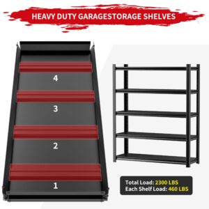 OLLRRACT Garage Shelving, 72 "H Storage Shelves,Heavy Duty Shelving Units and Storage Loads 2500LBS, Adjustable 5 Tier Metal Shelving for Garage Warehouse 15.7" D x 35.3" W x 72" H