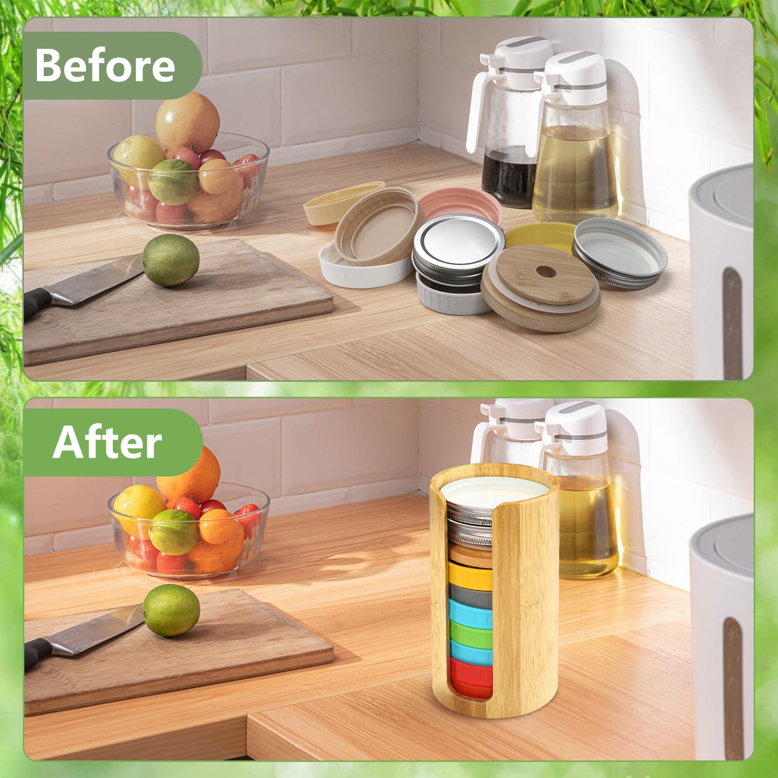 PZHZ Mason Jar Lid Organizer Suitable for Canning Lids、Ball Mason Jar Lids Plastic Mason Jar Lids 2PCS(WIDE&REGULAR