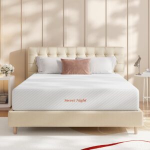 sweetnight full mattress, 12 inch full memory foam mattress, gel infused & perforated foam for staying cool & pressure relief, full size bed mattress in a box