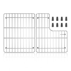 sink rack for bottom of sink with kohler whitehaven k-6486 and k-6487 sink, 304 stainless steel sink protectors, sink grid sink grate for bottom of kitchen sink farmhouse 14.68" x 23.2" x 1"