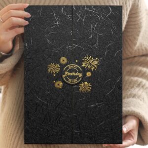 BCIBhucy Happy Birthday Signature Book, Black Gold Creative Birthday Guest Book, Birthday Signing Card Board Party Supplies, Large Birthday Guest Book 12" x 18" Birthday Decorations for Men Women