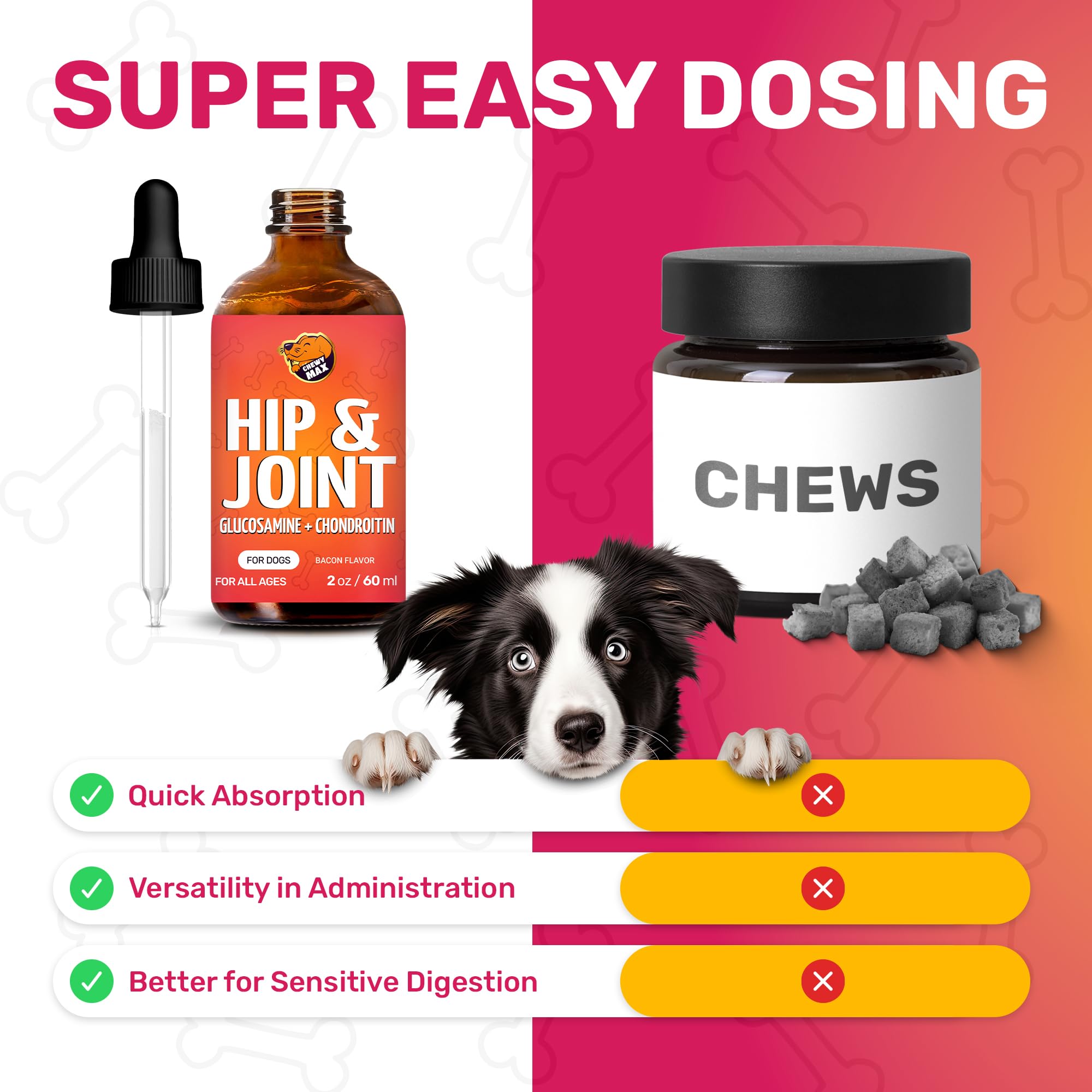 Glucosamine for Dogs | Hip and Joint Supplement Dogs | Dog Joint Supplement | Glucosamine Chondroitin for Dogs | Dog Glucosamine | Glucosamine for Dogs Hip and Joint Supplement | 2 Oz