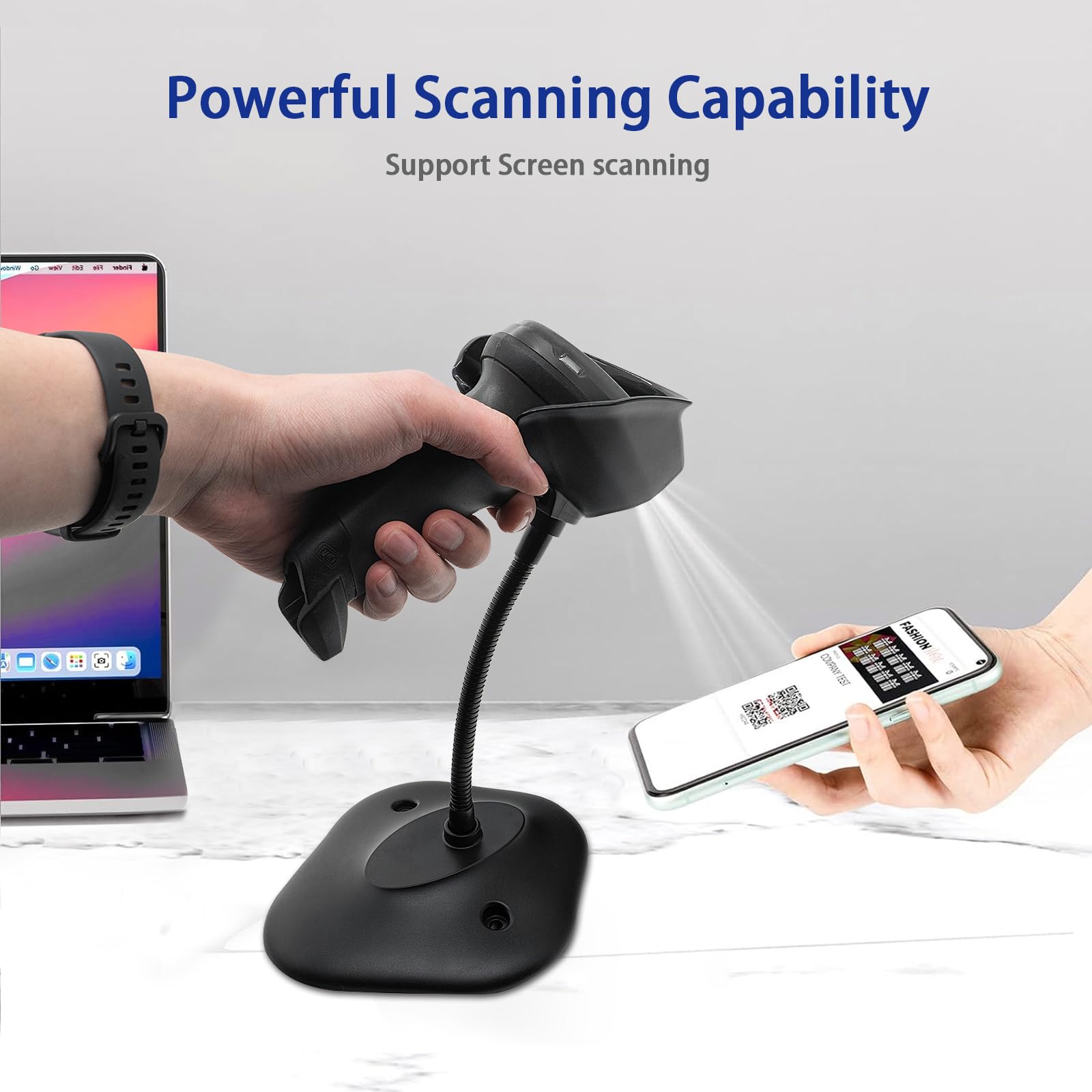 Universal Barcode Scanner Holder Compatible with Zebra Symbol DS4308, DS2208, DS2278, DS4608, DS8108 - PN: 20-71043-04R, Versatile Scanner Stand for Multiple Models