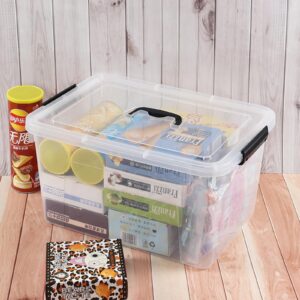 Doryh Pack of 4 Latch Storage Box, 17.5 L Clear Container Box with Handle