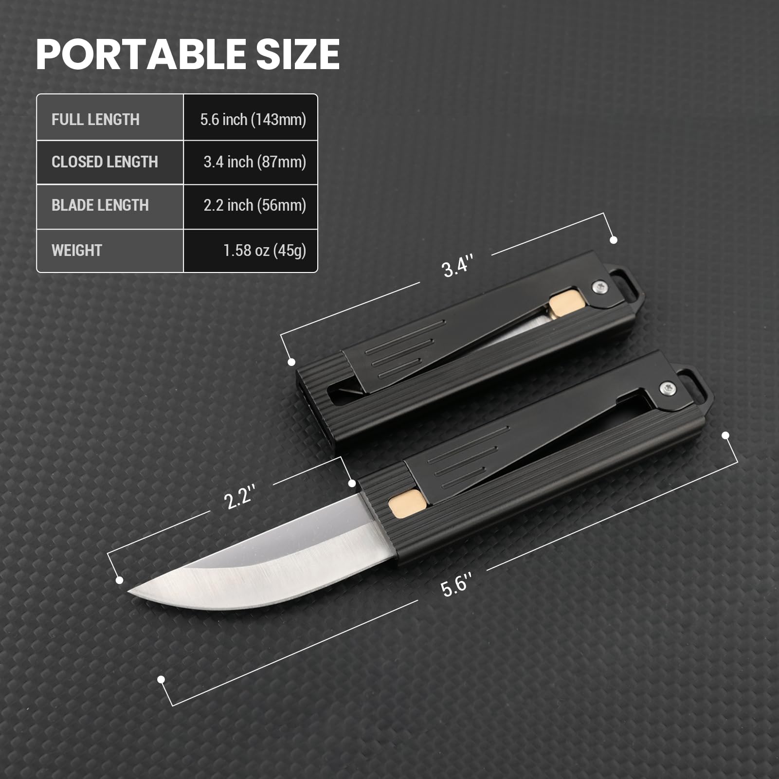 FUNBRO Pocket Knife with D2 Steel Blade, Cool Folding EDC Knives for Men, Box Cutter Knife with Unique Design for Every Day Carry