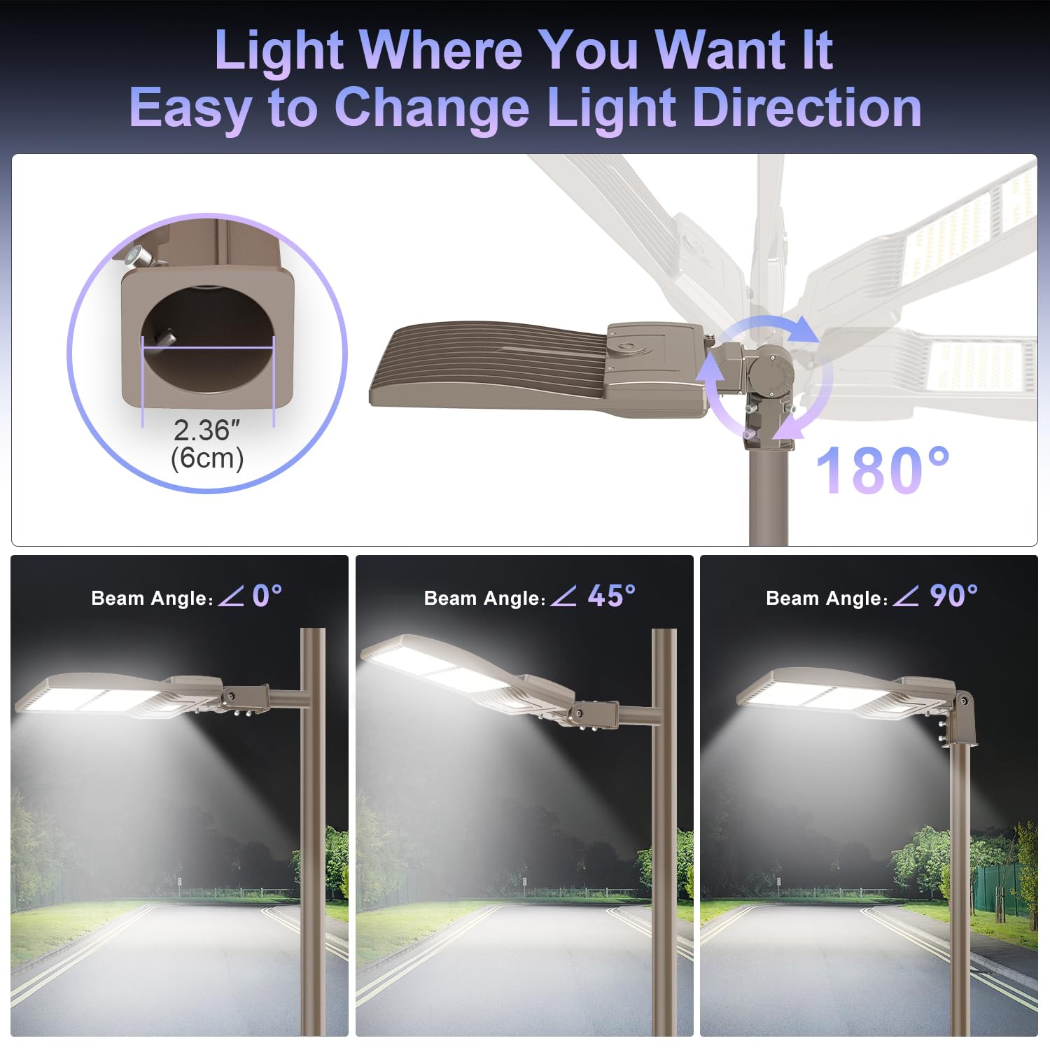 NUOGUAN LED Parking Lot Light with Slip Fitter, UL DLC Listed, 5000K Shoebox Pole Light, IP65 Waterproof Commercial Street Area Lighting for Roadway/Driveway/Yard(320W,100-277V)