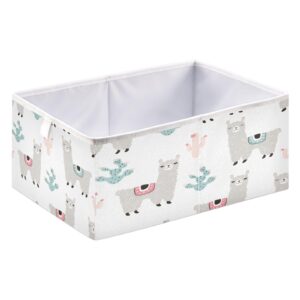 WELLDAY Storage Basket Cacti and Llama Foldable 11 x 11 x 11 In Cube Storage Bin Home Decor Organizer Storage Baskets Box for Toys, Books, Shelves, Closet, Laundry, Nursery