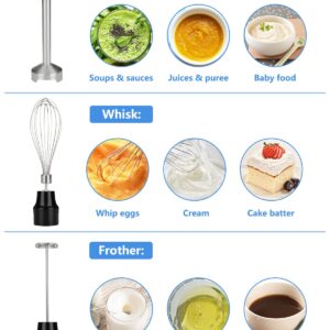 Amateys Immersion Blender Handheld,700W Hand Mixer Infinitely Variable Speeds,Multi-function Stainless Steel Stick Electric Kitchen Smoothie Blender with Detachable Whisk, Milk Frother,for Soup Puree