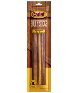 cadet bully sticks for dogs - long-lasting dog chews - all-natural premium dog treats promotes dental health