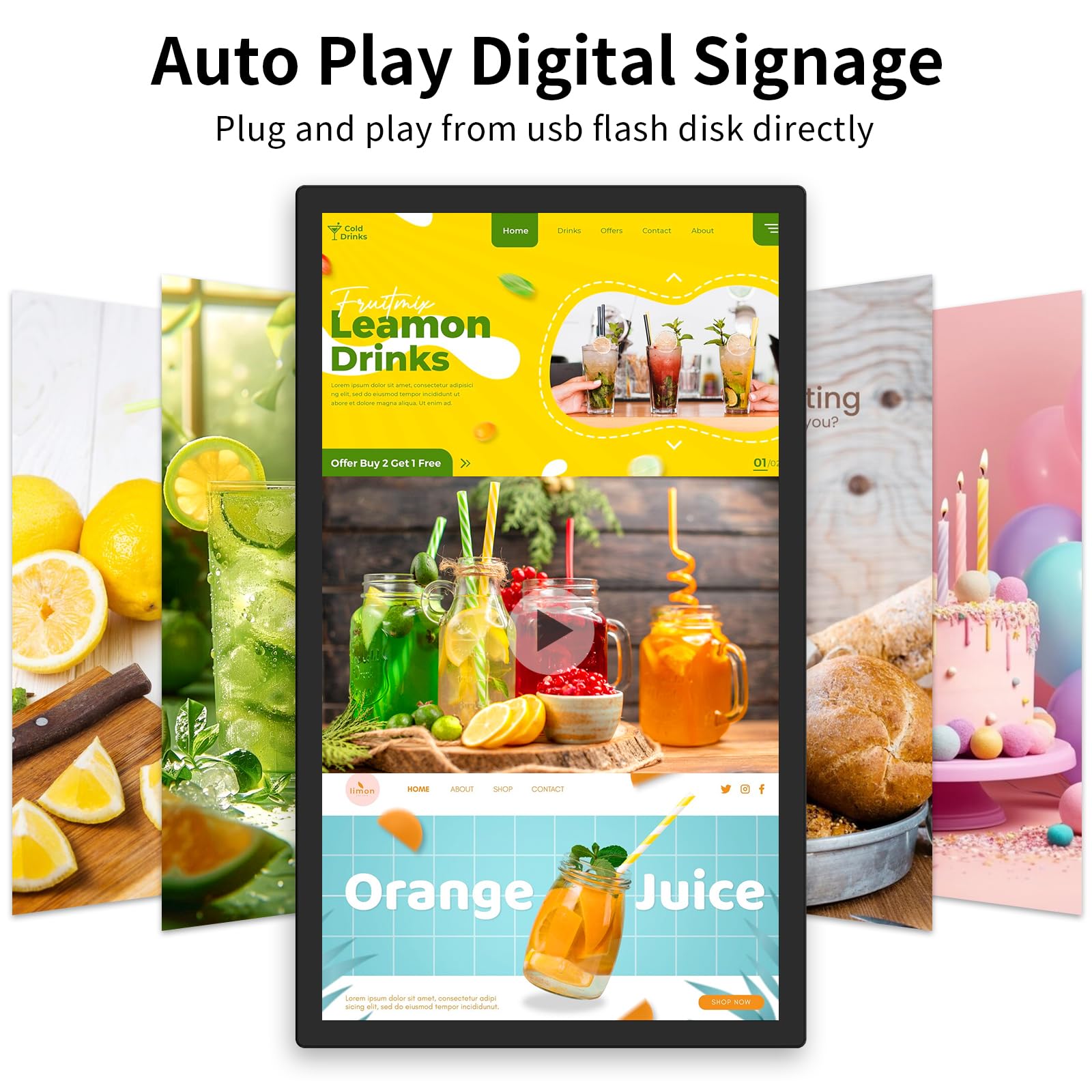 AYSTekMann 15.6'' Digital Signage Display Indoor Interactive LCD Touch Screen Commercial Advertising Kiosk Smart Video Media Player Ultra Thin 5G WiFi All in One 4GB+64GB Android 11 Capacitive