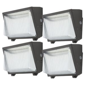 kadision 150w led wall pack 120w 100w adjustable, 19500lm 5000k 120-277v dusk-to-dawn outdoor lighting exterior light for house parking lot warehouse entrance, etl listed 4 pack