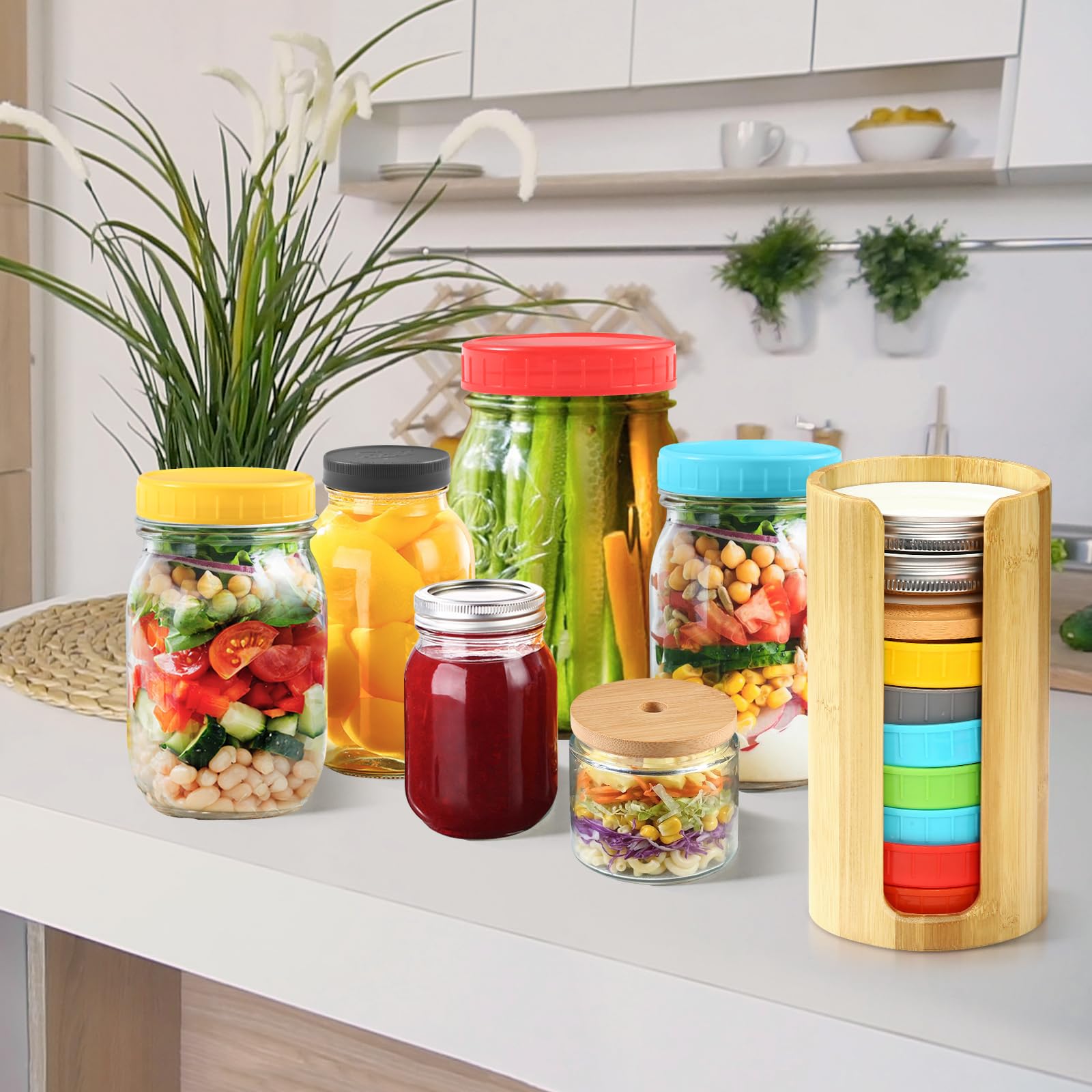 PZHZ Mason Jar Lid Organizer Suitable for Canning Lids、Ball Mason Jar Lids Plastic Mason Jar Lids 2PCS(WIDE&REGULAR