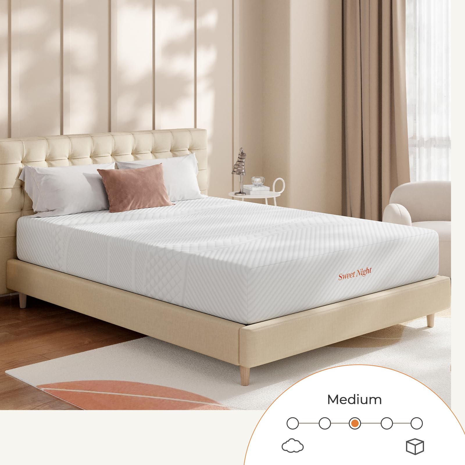 Sweetnight Queen Mattress, 12 Inch Queen Memory Foam Mattress, Gel Infused & Perforated Foam for Staying Cool & Pressure Relief, Queen Size Bed Mattress in a Box