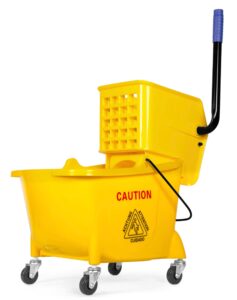 wen rolling mop bucket with down press wringer, 26-quart capacity (73034b)